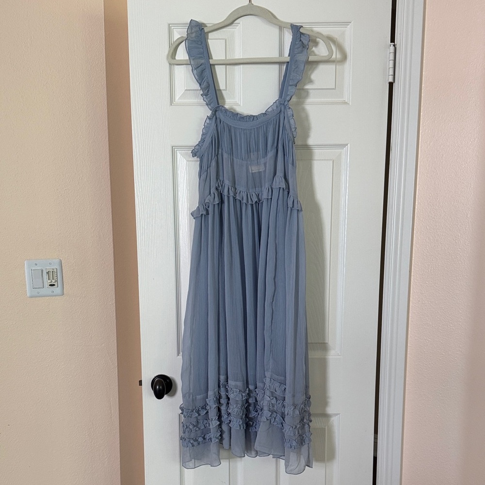 Free People Soft Blue Ruffle Dress